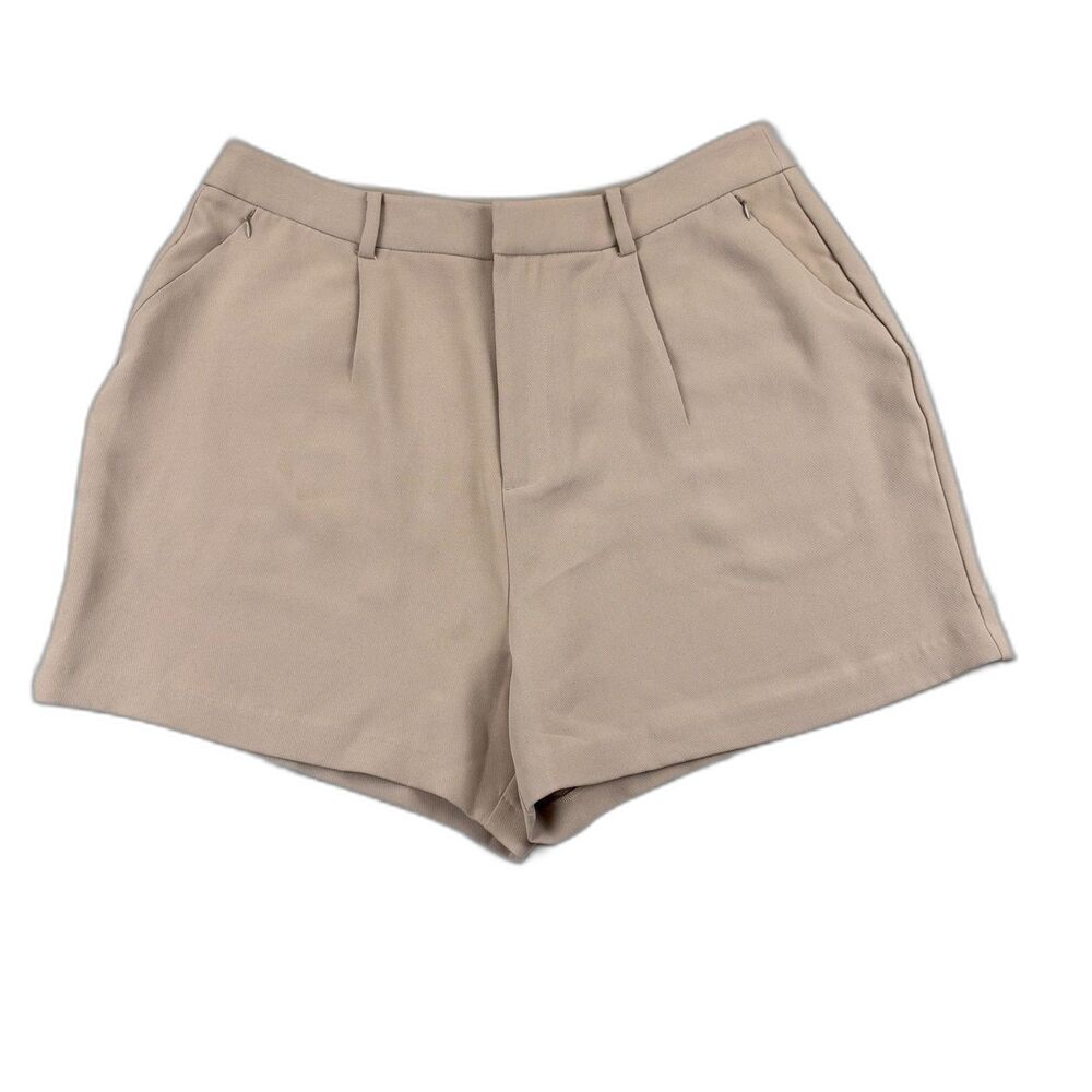 Good American Women's 14 Luxe Suiting Trouser Shorts 32 In Waist Tan